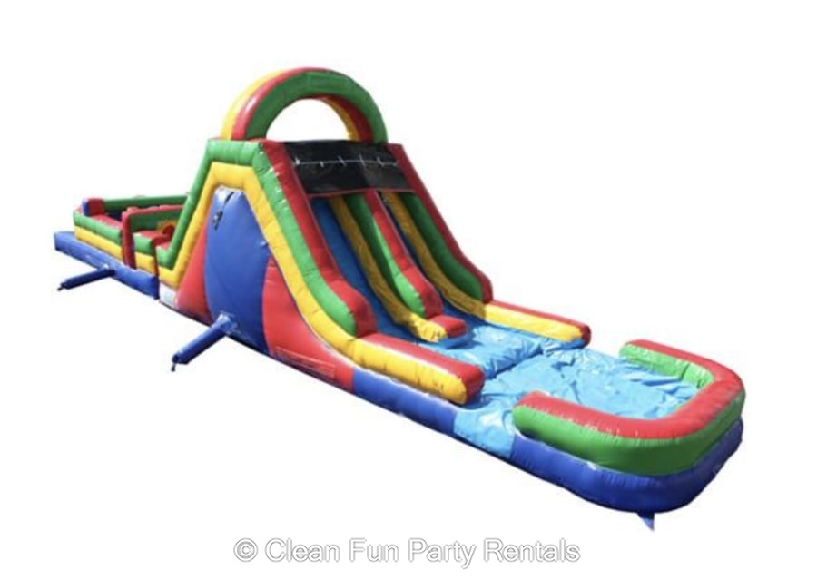 51' Double Lane Inflatable Rock Wall Obstacle Course