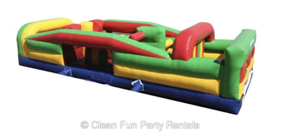 65' Double Lane Inflatable Rock Wall Obstacle Course
