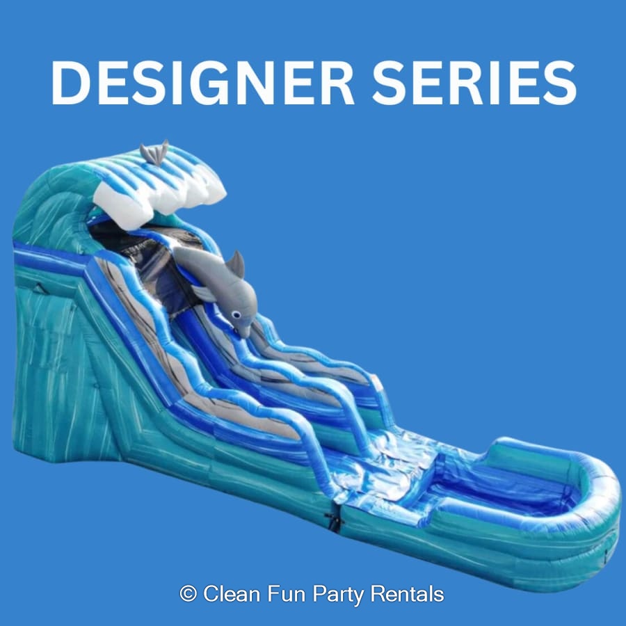 Dolphin Inflatable Dry or Water Slide - | Clean Fun Party Ren