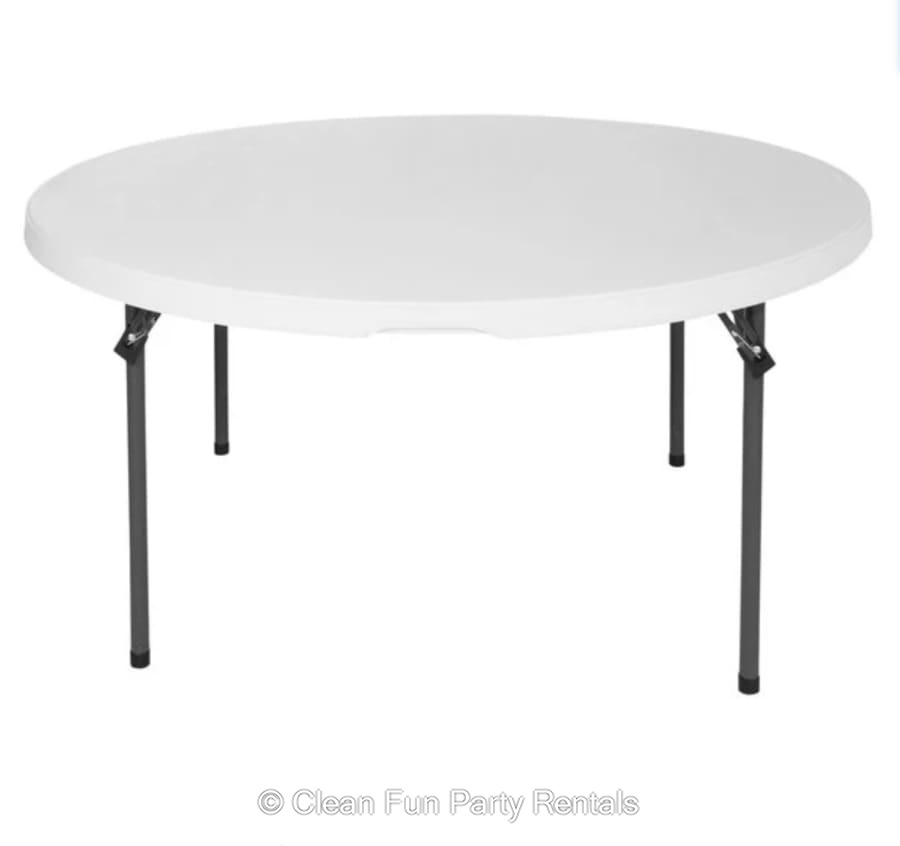 White Adult 60" Round Table Party Rentals Katy TX & Bounce House